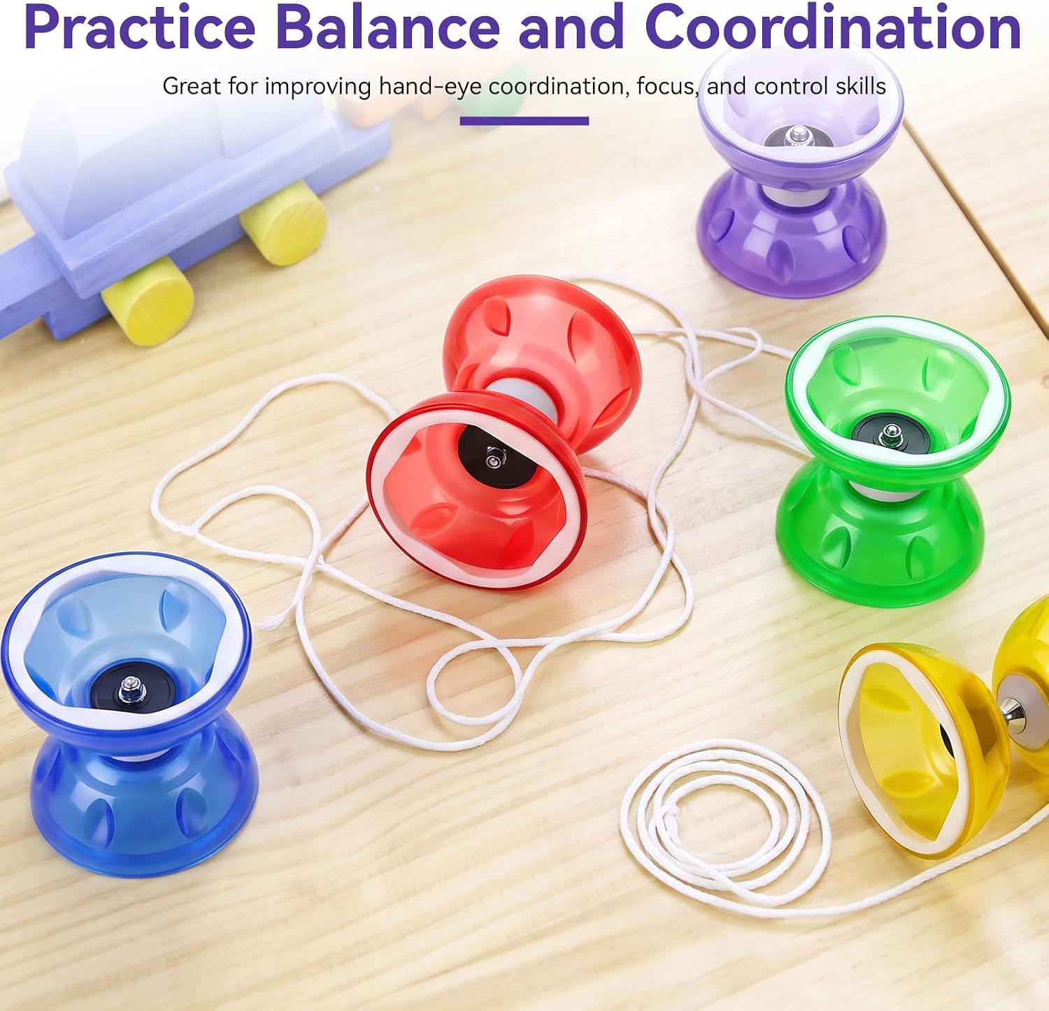 Purple Chinese Yoyo Diabolo Yoyo Set Plastic Chinese Yoyo with 2 Diabolo Stick 2 Piece String Easy-to-Learn Skill Juggling Toy for Kids, Beginners, School Culture Teaching & Family Fun (Purple)