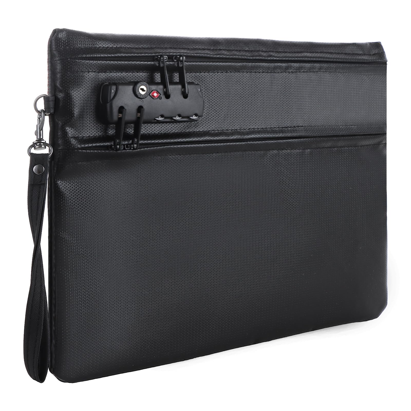 WeeGoo 6400℉ Fireproof Document Bag with Lock, 14" X 10" Dual-Zip Compartments Money Bag, 12 Layers Heat Insulated Fireproof Pouch for Valuables Document Passport