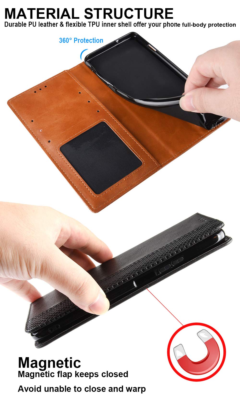 Leather Case For Oukitel C21 Pro Phone Cover Wallet Flip Iron Buckle - View #7