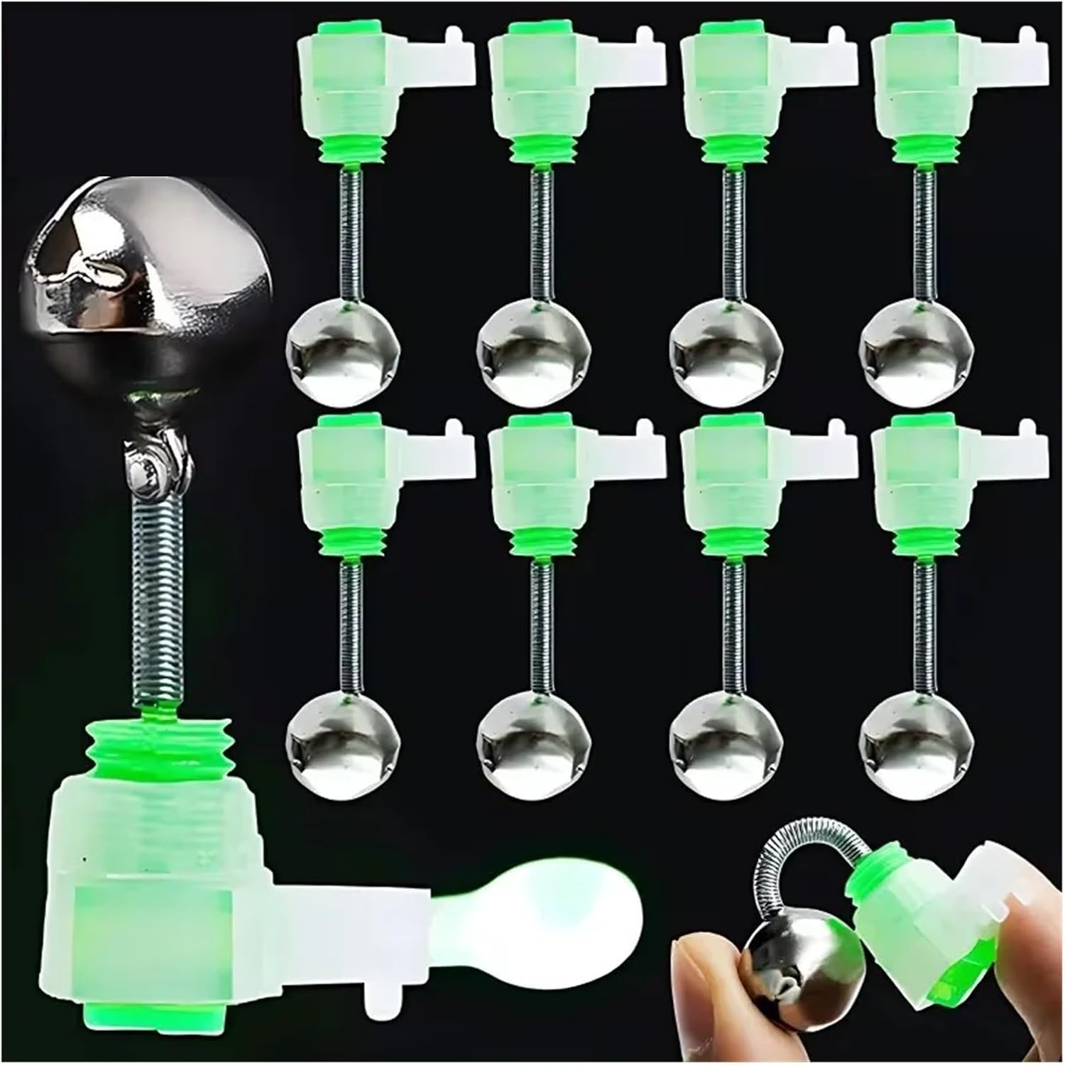 Fishing Bells 80-piece Fishing Bell Spiral Clamp Fish Hook Bite Alarm Rod Tip Single Ring Tool for Angling Rod Tips