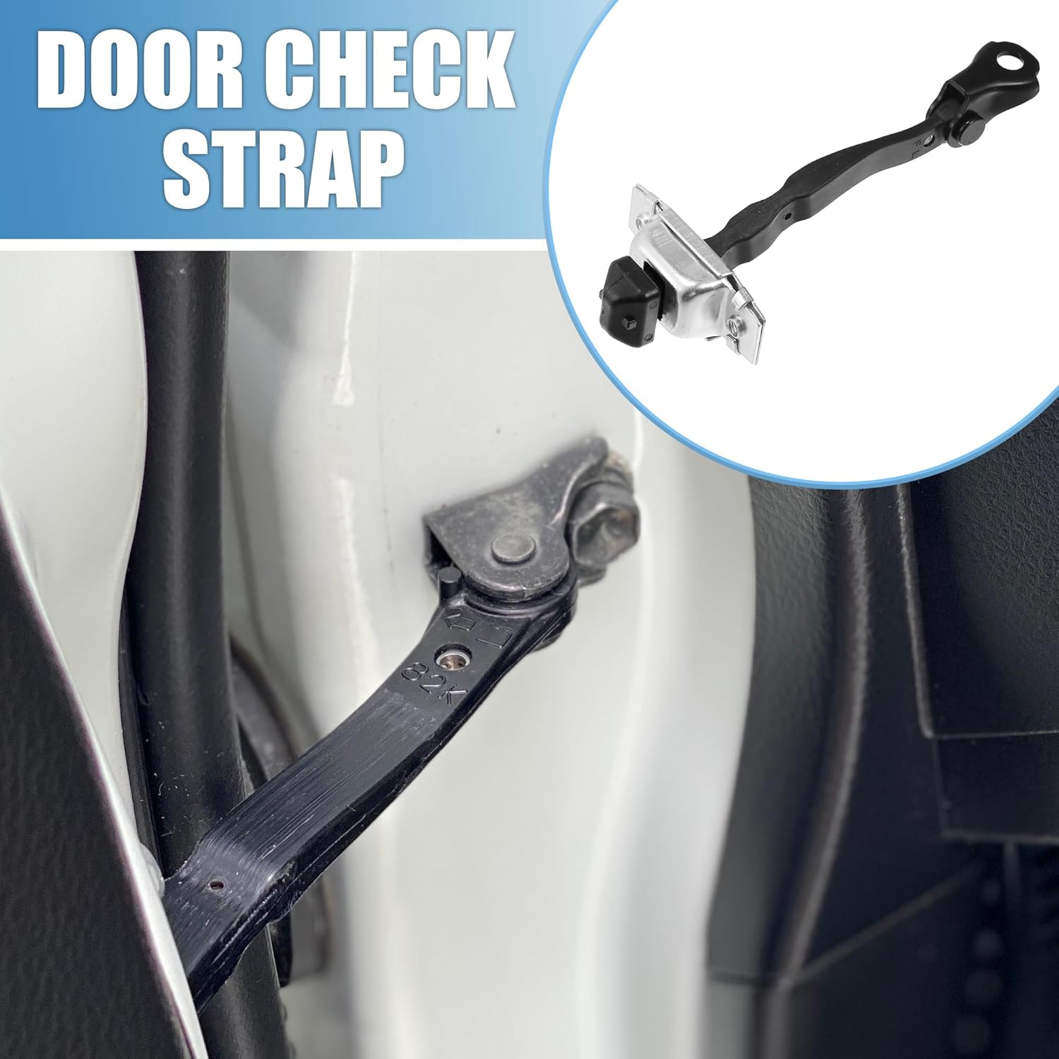Door Check Stop Strap No.804309HP0A Front Driver Passenger Side Door Check Stopper Limiter Assembly for Nissan Altima 2015-2018 Metal Silver Tone