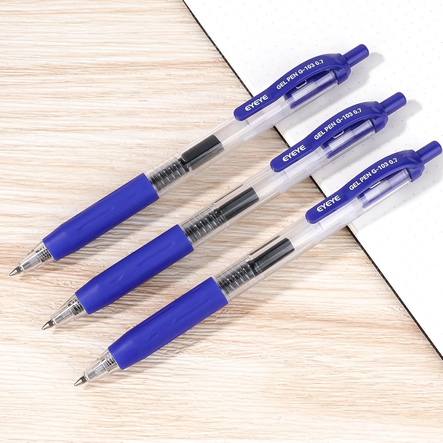 EYEYE G-103 Retractable Gel Blue Pens 0.7mm, 10 Pack Medium Point Ballpoint Pen Quick Drying, Pen Fine Point Smooth Writing Pens for Office School Supplies - Image 6