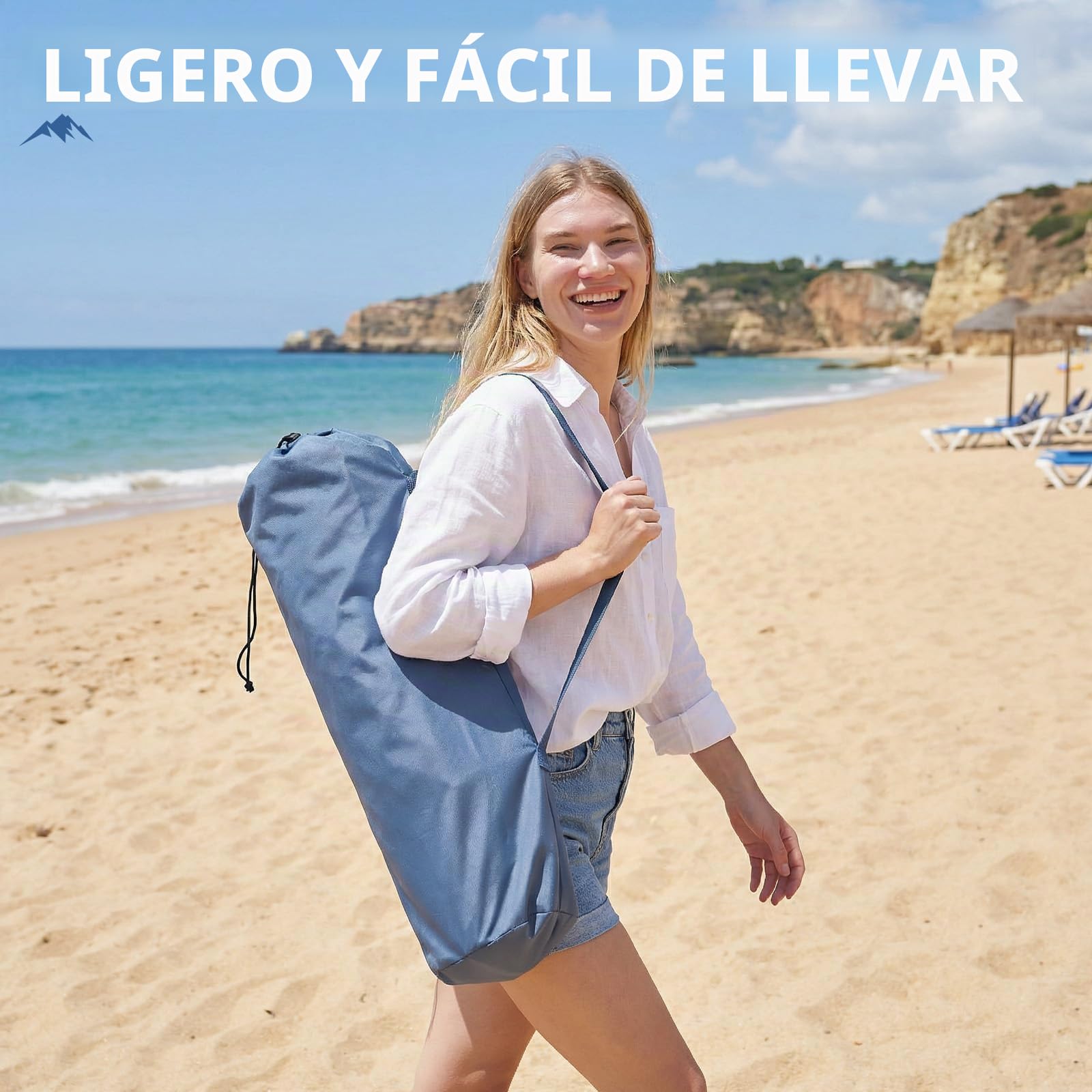 Portal Juego de 2 sillas de playa de respaldo alto, ligeras, bajas, portátiles, para adultos, asiento de playa, festival, picnic, mochila, tumbona plegable al aire libre, con portavasos de malla