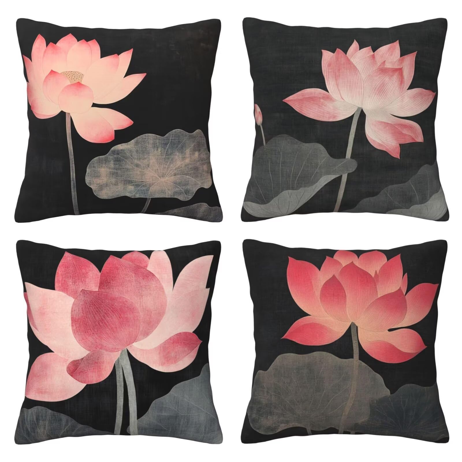 Housses de coussin motif lotus 60x60 pour sublimer votre salon