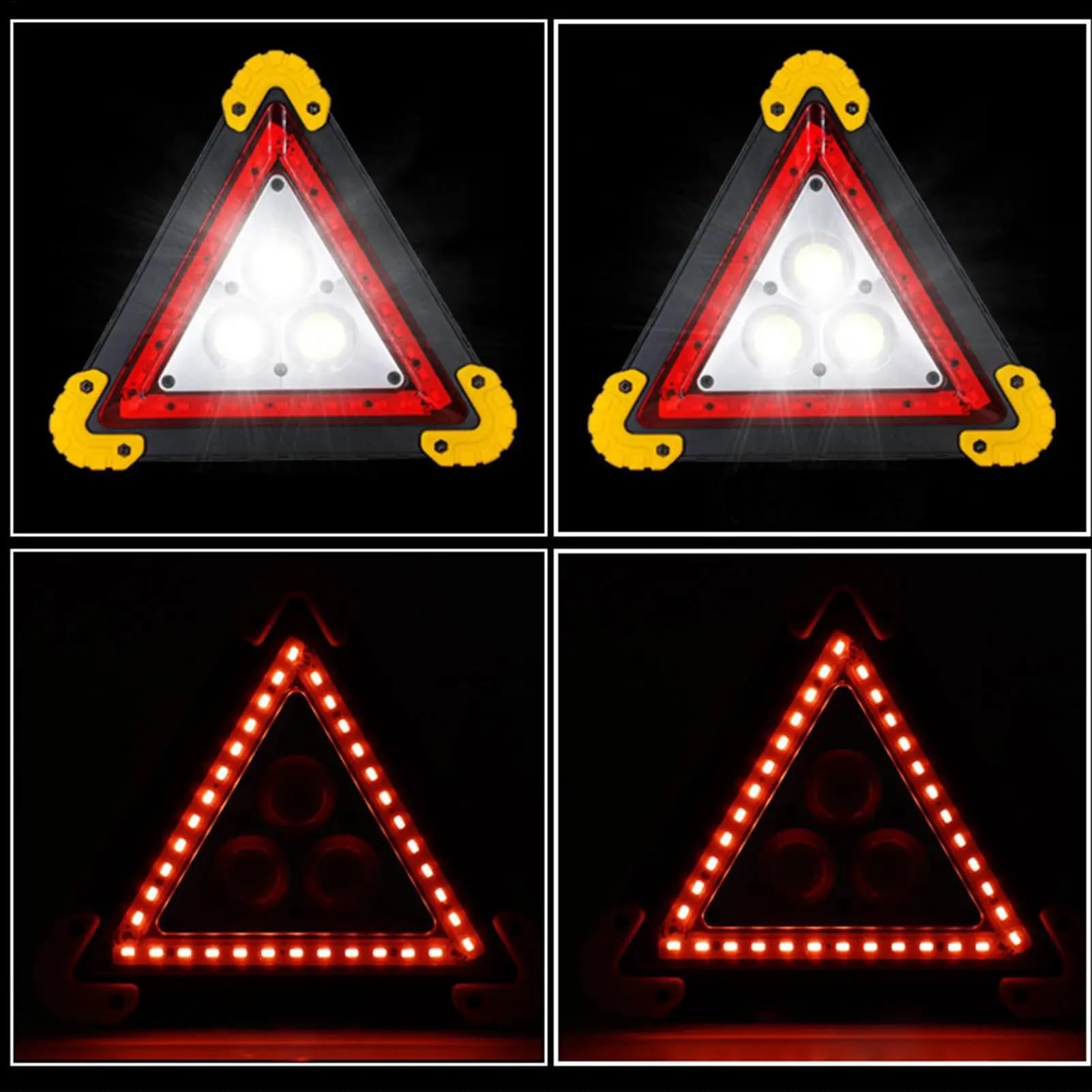 Warndreieck Arbeitsleuchte, tragbares Blinklicht auf der Hand, Dreieck-Warnschild, Notfall-Pannen-Verkehrssicherheits-Alarmlampe