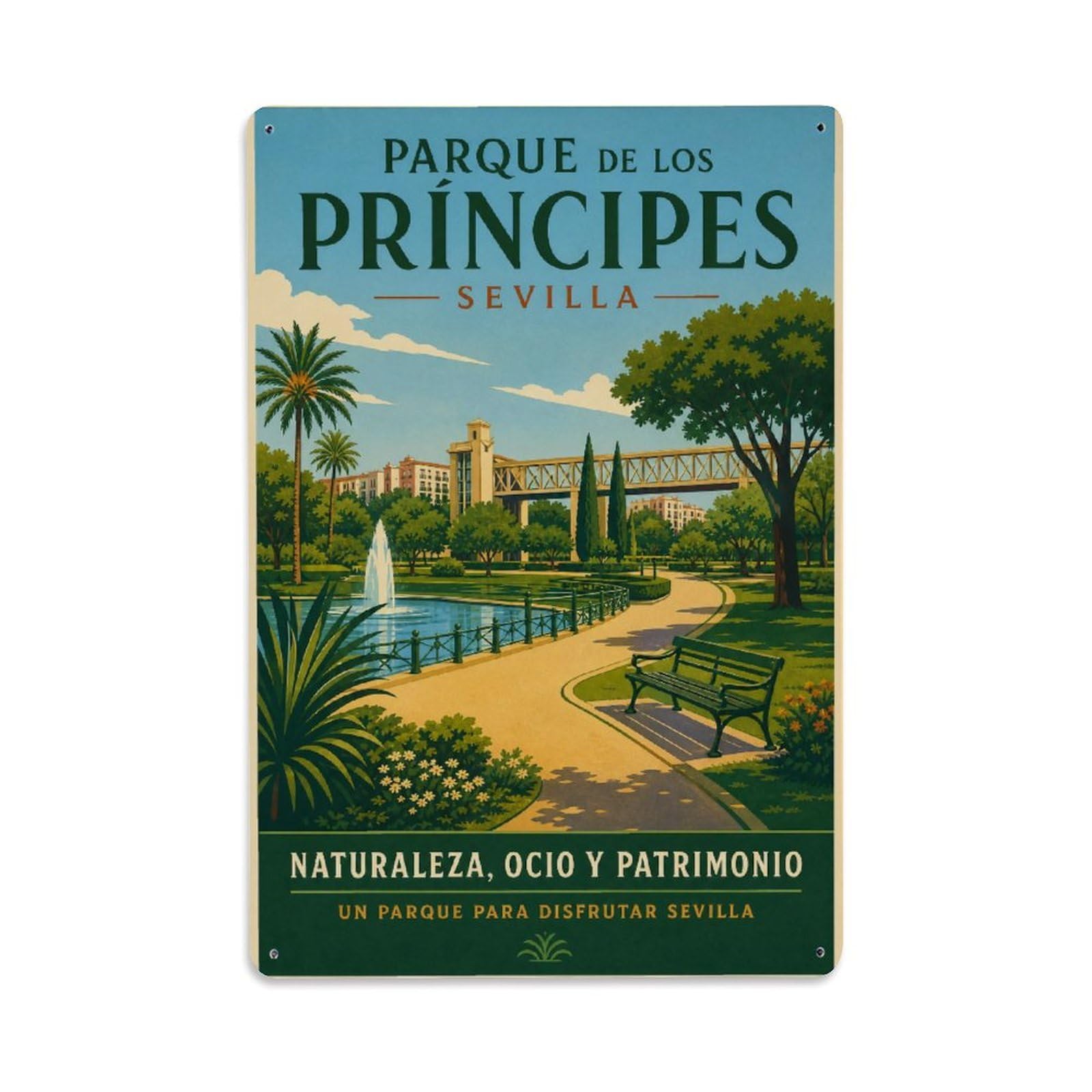 Huiyhb 8X12inch(20X30cm) Vintage Travel Parque Principes Seville Urban Park Metal Tin Sign