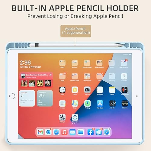 Miniatura 144 de Akkerds - Funda para iPad 10.2 2020, iPad 8ª generación/2019, iPad 7ª generación, con soporte para lápiz. Funda protectora premium con parte trasera