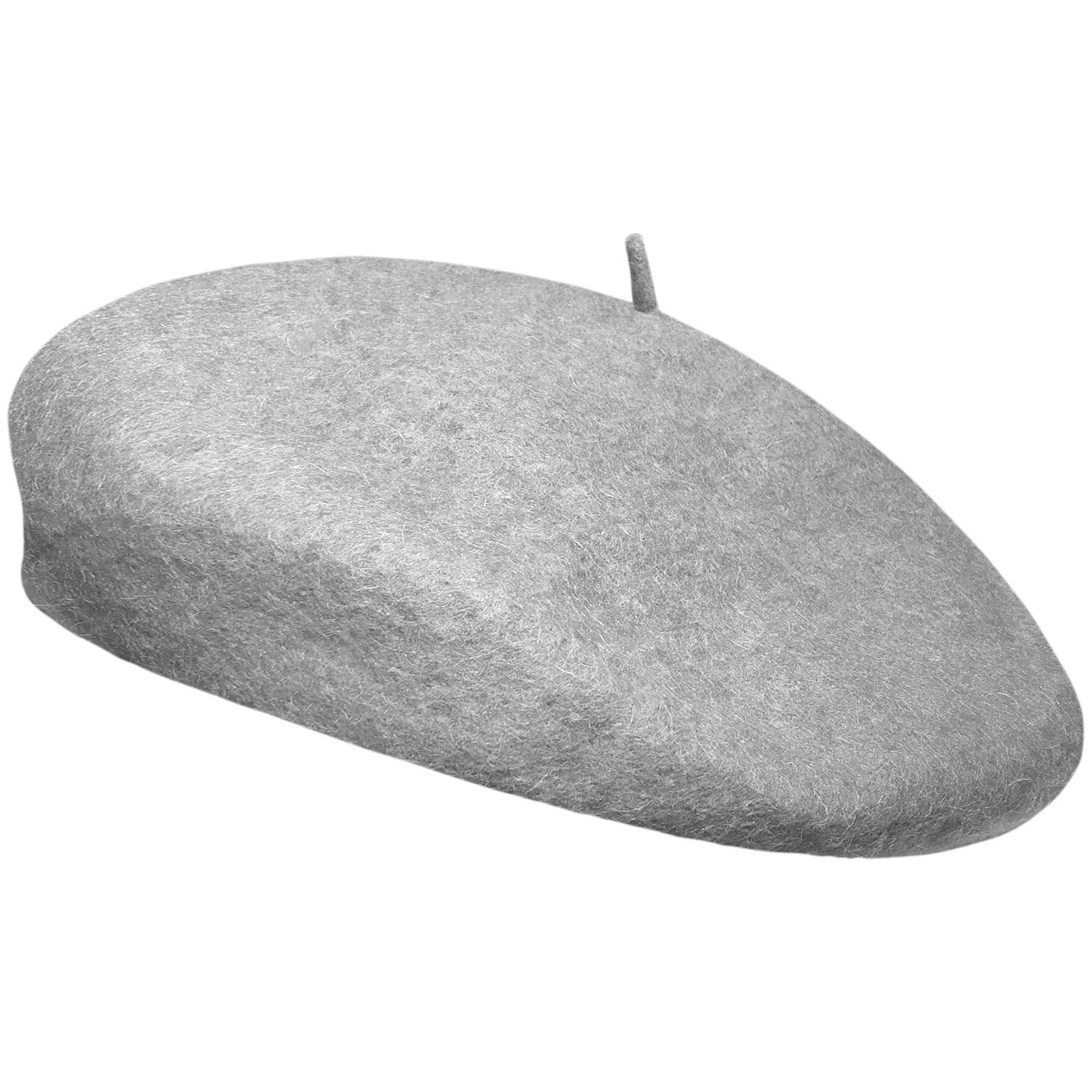 Toskatok Women's Light Grey Classic Plain French Style Beret Fashion Stylish Cap Hat Wool Chic Parisian Modern Artist Painter Hat