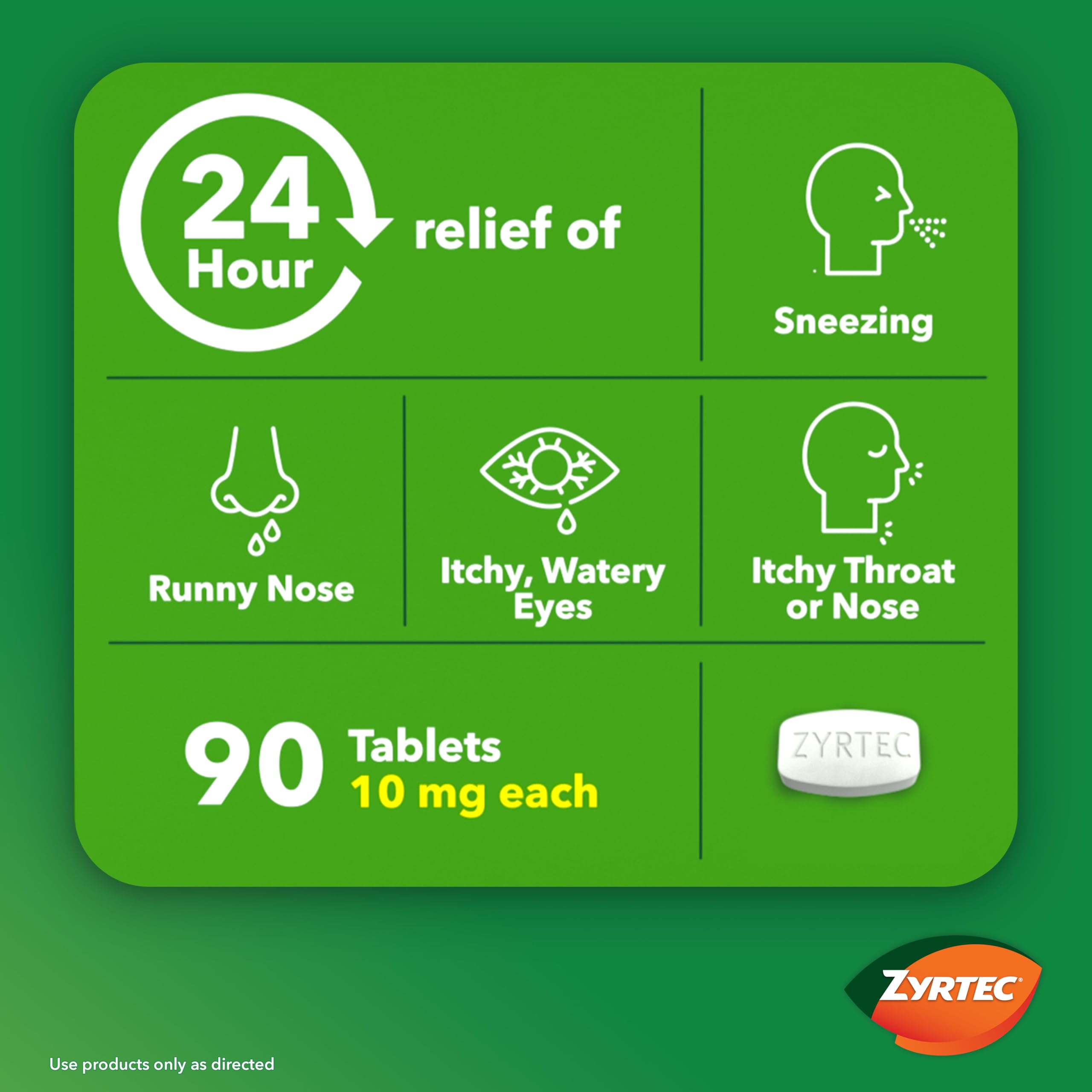 Zyrtec 24-Hour Allergy Relief Tablets, 90-Ct Size Plus 3x1-Ct Packs — Amazon image 4
