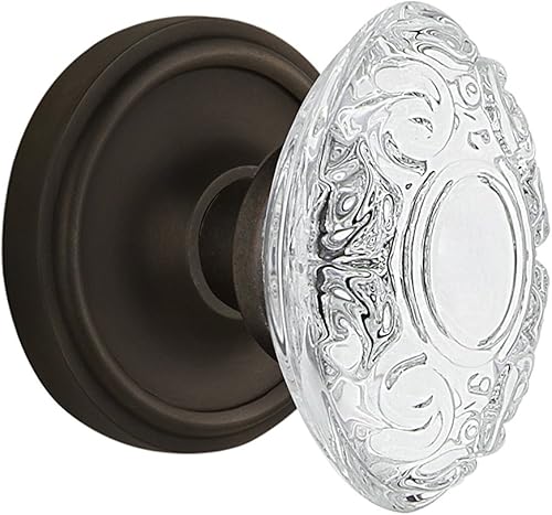 Nostalgic Warehouse 754385 - Roseta clásica simulada con perilla victoriana de cristal, montaje en superficie, bronce aceitado