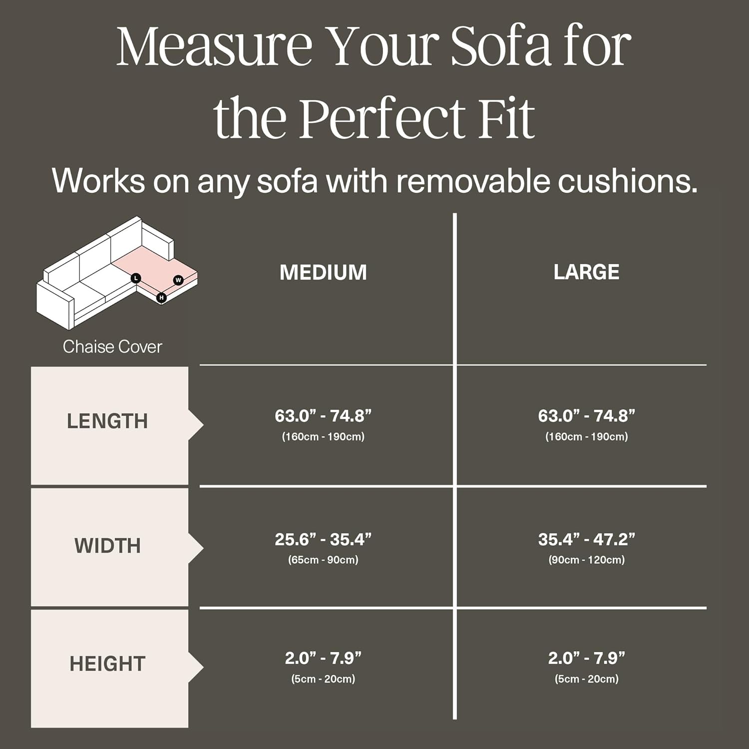 Nolan Interior Miracle Sofa Cover - Medium, Sesame - Plush Chaise Cushion Cover with Ultra-Soft, Stretchy, Thick Fabric - Pet Proof, Stain Safe, Easy Fit, Easy Wash