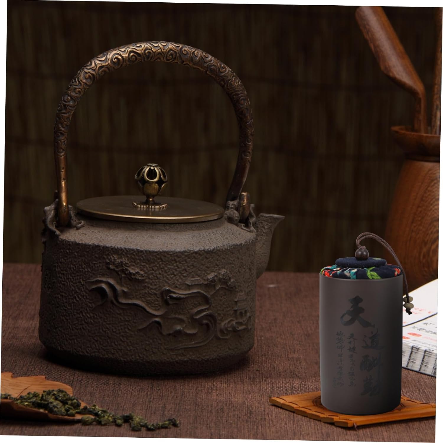 SECFOU Multi-functional Tea Canister with Airtight Seal for Tea Candy and Grain Storage Elegant Purple Clay Design for Home and Office Use