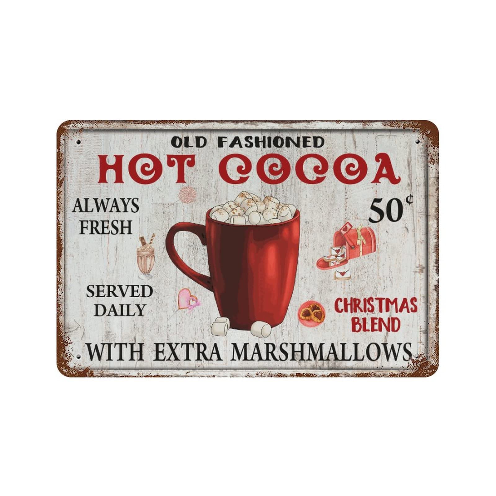 Plaque métal vintage Noël pour habiller un mur vide de garage ou cuisine 30x45cm