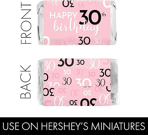 Miniatura 4 de DISTINCTIVS Mini envoltorios de barra de caramelo para fiesta de cumpleaños rosa, negro y blanco, 45 unidades, suministros para fiesta de cumpleaños