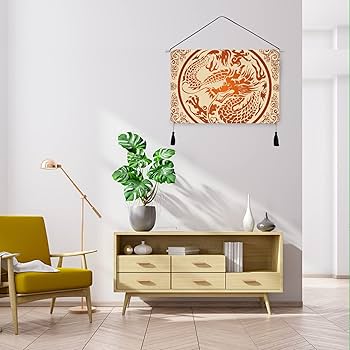 Amazon.co.jp: タペストリー 掛け軸 中華風 竜柄 おしゃれ きれい 龍