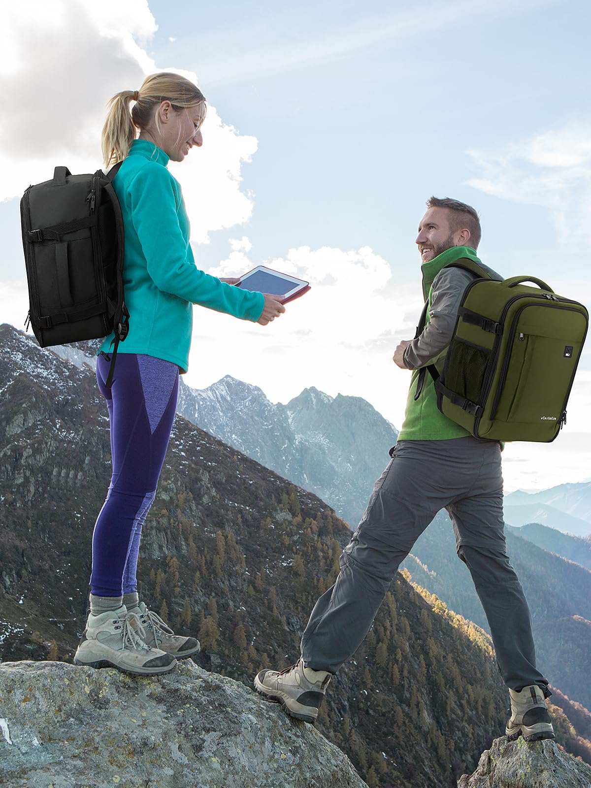 Vinstatin Ryanair - Zaino da viaggio da donna, 40 x 20 x 25,14 pollici, 20 l, impermeabile, con 4 tasche per vestiti, per vacanze, affari, escursioni, weekend, verde, 40x20x25(CM)
