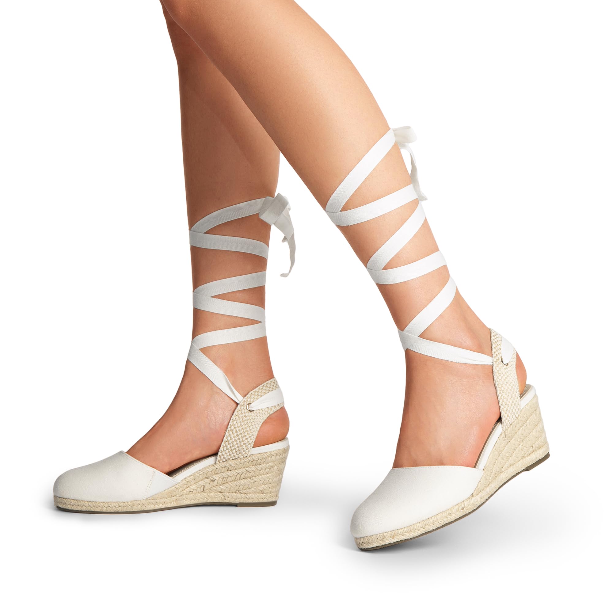DREAM PAIRS Espadrilles da donna con punta aperta, sandali eleganti con plateau da infilare, cinturino alla caviglia, sandali con tacco a zeppa