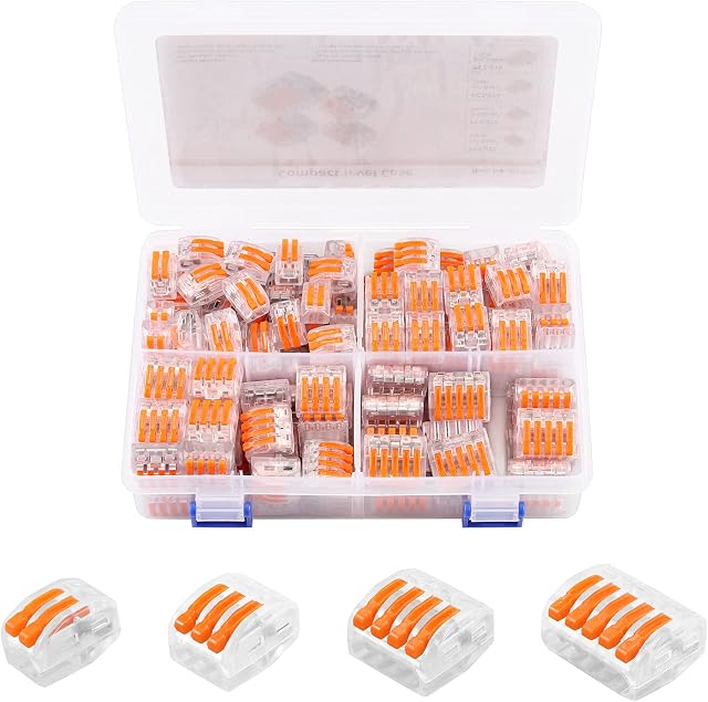 CAMWAY 140pcs Wire Connector Assortment Conductor 2/3 /4/5 Port Compact Wire Connectors Conductor Terminal Block Wire Push Cable Connector