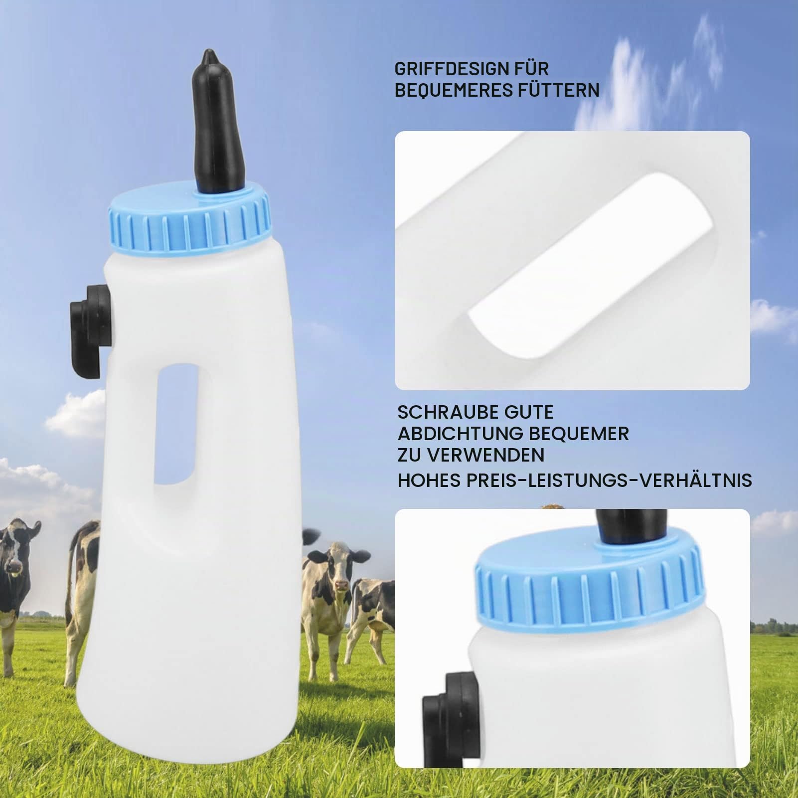 Vertikale Kälberflasche 2,5 L PE Mit Griff
