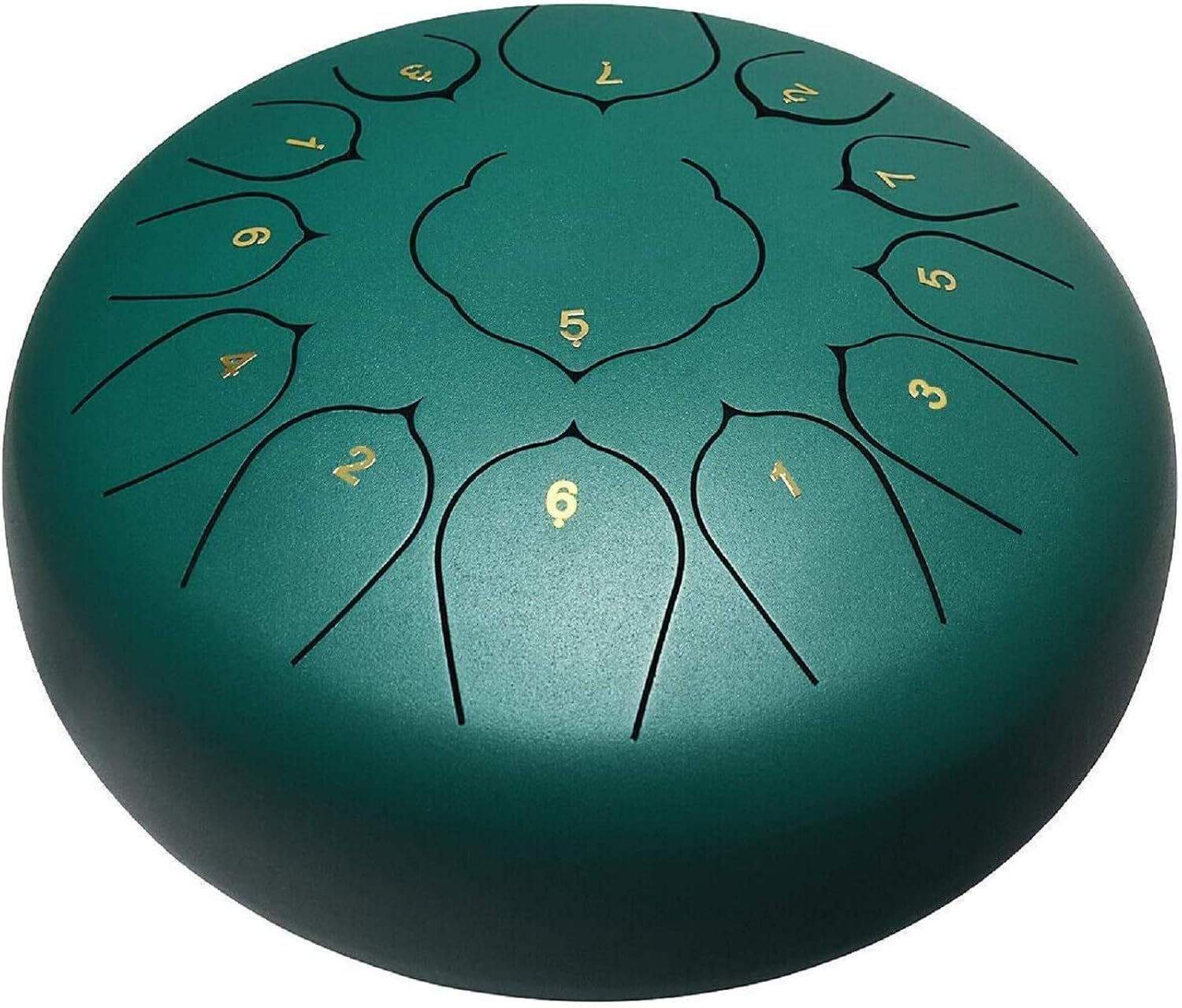 Sonart 13 Notes 12 Inch High Carbon Steel Tongue Drum, Lotus Hand Steel Pan Drum w/Drum Hammer, Drumstick Bracket, Rubber Finger Sleeve and Travel Bag for Camping, Meditation, or Yoga (Green) : Musical Instruments
