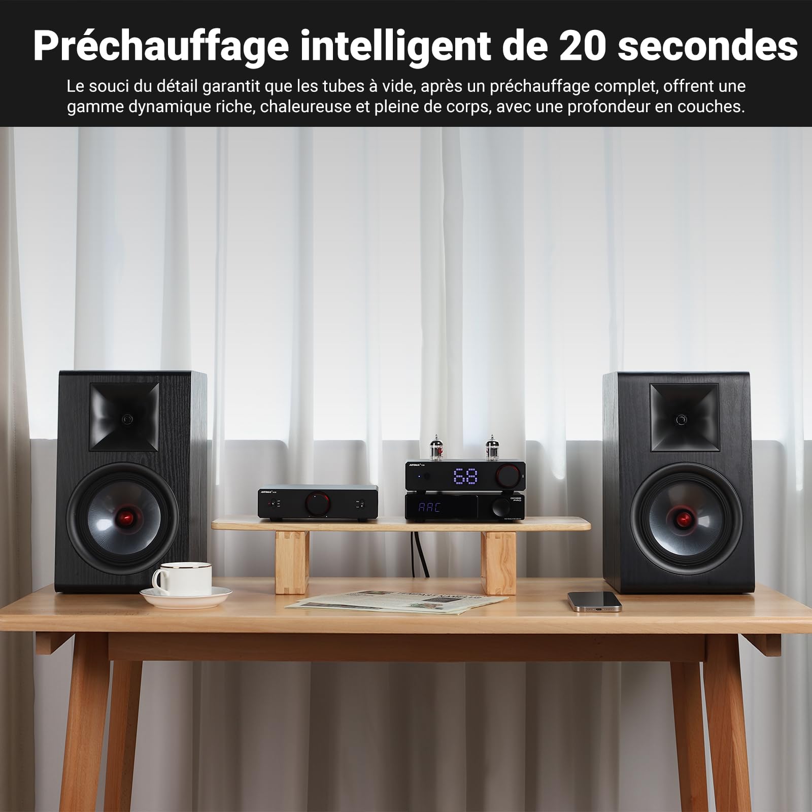 Préamplificateur à Tube entièrement équilibré AIYIMA T20 LME49720 pour HiFi Home Audio Mini préamplificateur à Tube à Vide avec entrées et Sorties RCA et XLR et Sortie de déclenchement 12 V