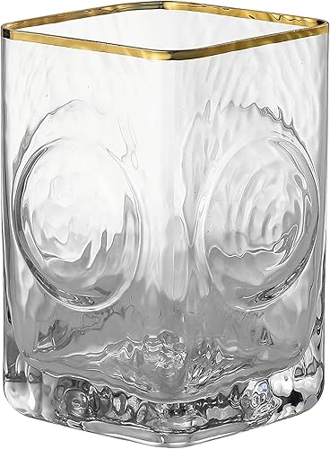 Miniatura 6 de 2,732.0 F TABLETOP Vasos para beber con borde dorado, vasos de agua circulares en relieve de alta calidad, enfriadores de calidad de 9.8 onzas.