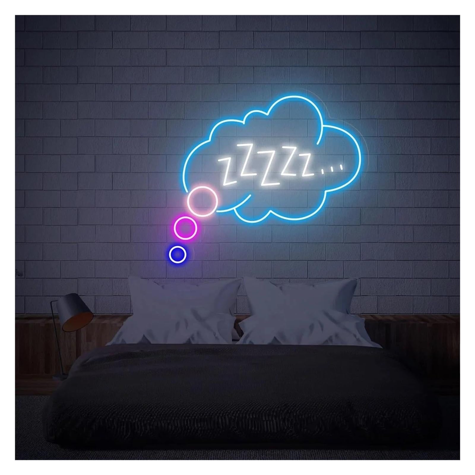 LEMST Signs Lamp Goodnight Sleeping Zzzz Neon Signs USB Powered Adjustable Brightness Bubble Neon Lights Suitable for Wall Decor(D,45cm)