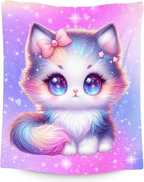 Girls Blanket - Cat Blankets for Kids Toddler - Gifts for Cat Lovers - Plush Cozy Cute Samll Throws30"x40"