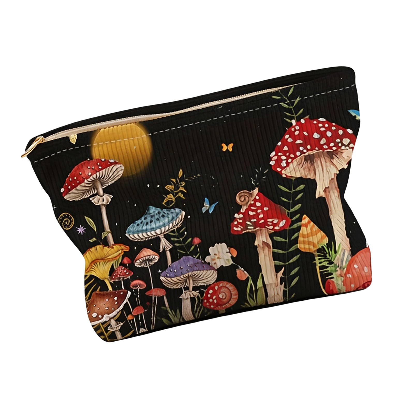 Hrtyvhin B Sturdy Corduroy Zippers Ag With Unique Moons Mushroom Print Ideal For Small Items Cord Planner Ag