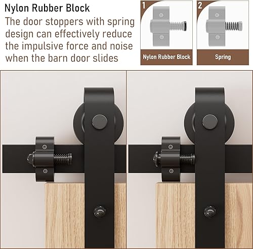 Vista 3 de Tope de puerta de granero ajustable, tapón de puerta corrediza de granero para pista plana Hardware