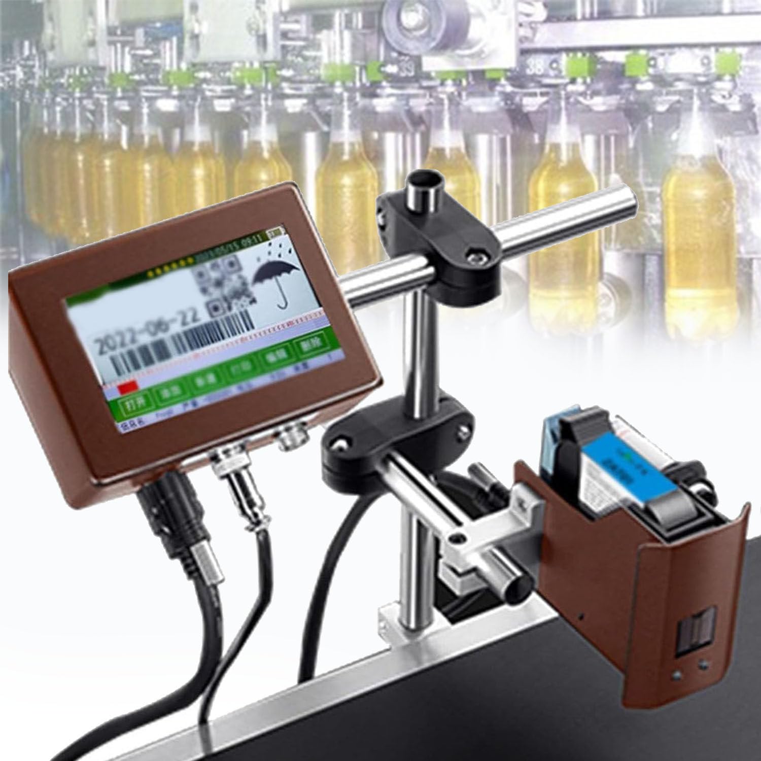 Impresora industrial de inyección de tinta, máquina de codificación automática para código de lote, fecha y logotipo, ancho de impresión de 12,7 mm/25,4 mm, ideal para varias aplicaciones