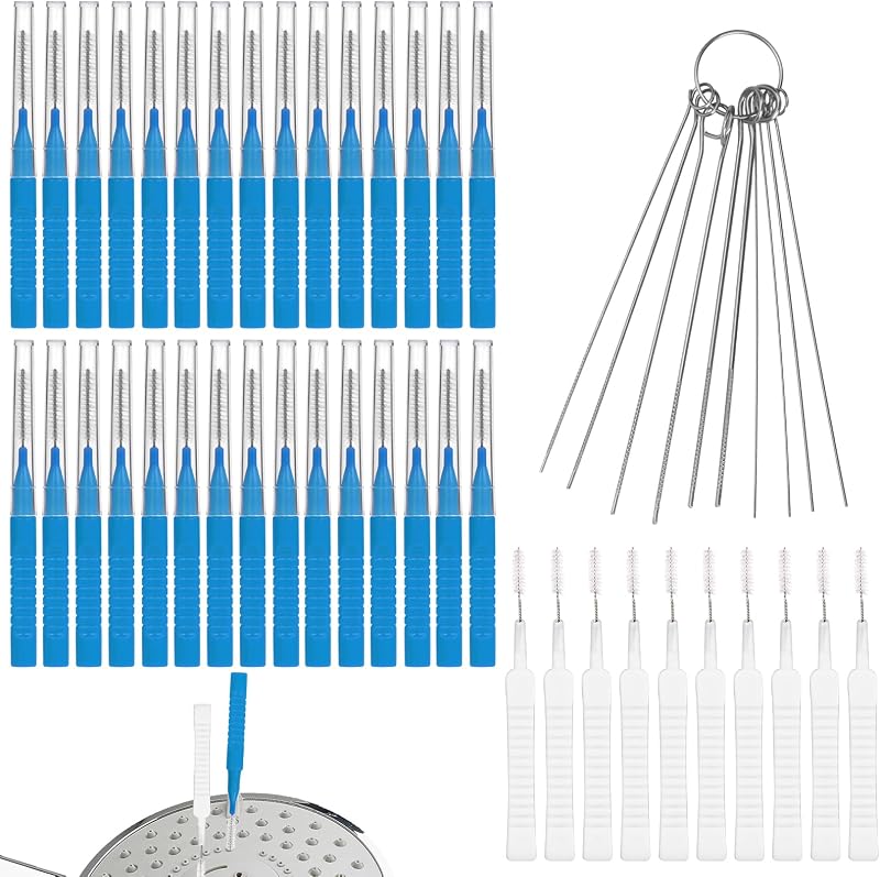 Kit de escovas e agulhas para limpeza de orifícios, lasuroa, azul, prata e branco, 30 unidades