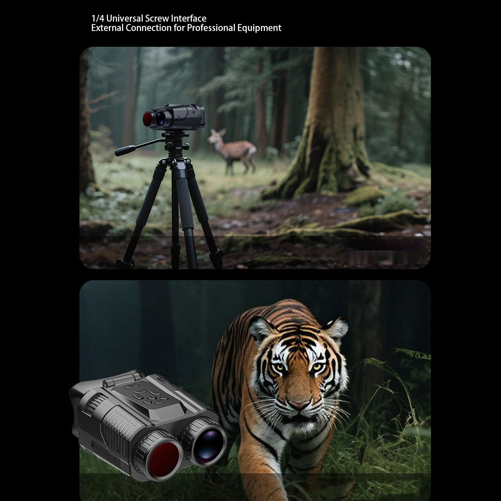 Elprico Binoculaires Numériques 4K, 64MP 28X Zoom Digital Camera Binoculars Vidéo Binoculaires avec WiFi pour L'observation des Oiseaux