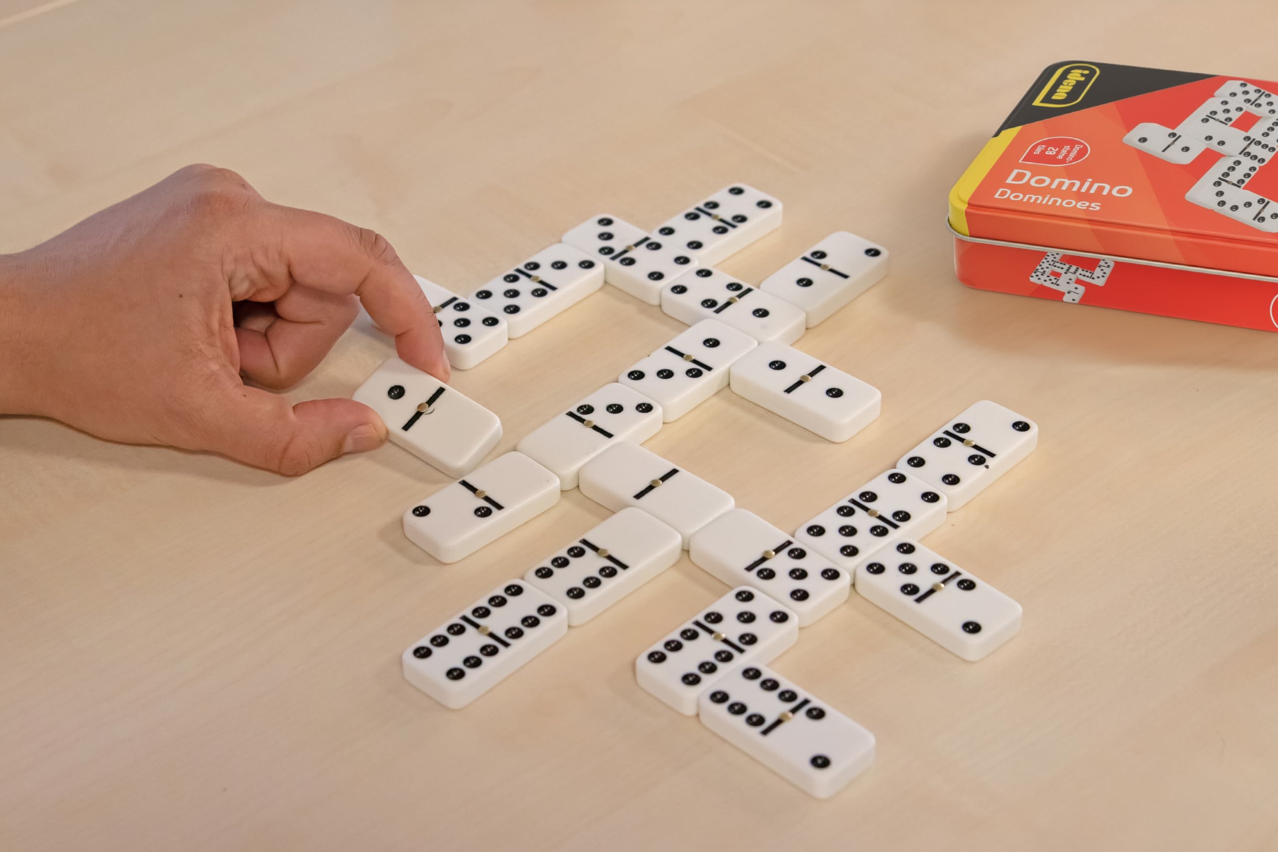 Idena 6050012 - Domino Double Six, metalowe pudełko