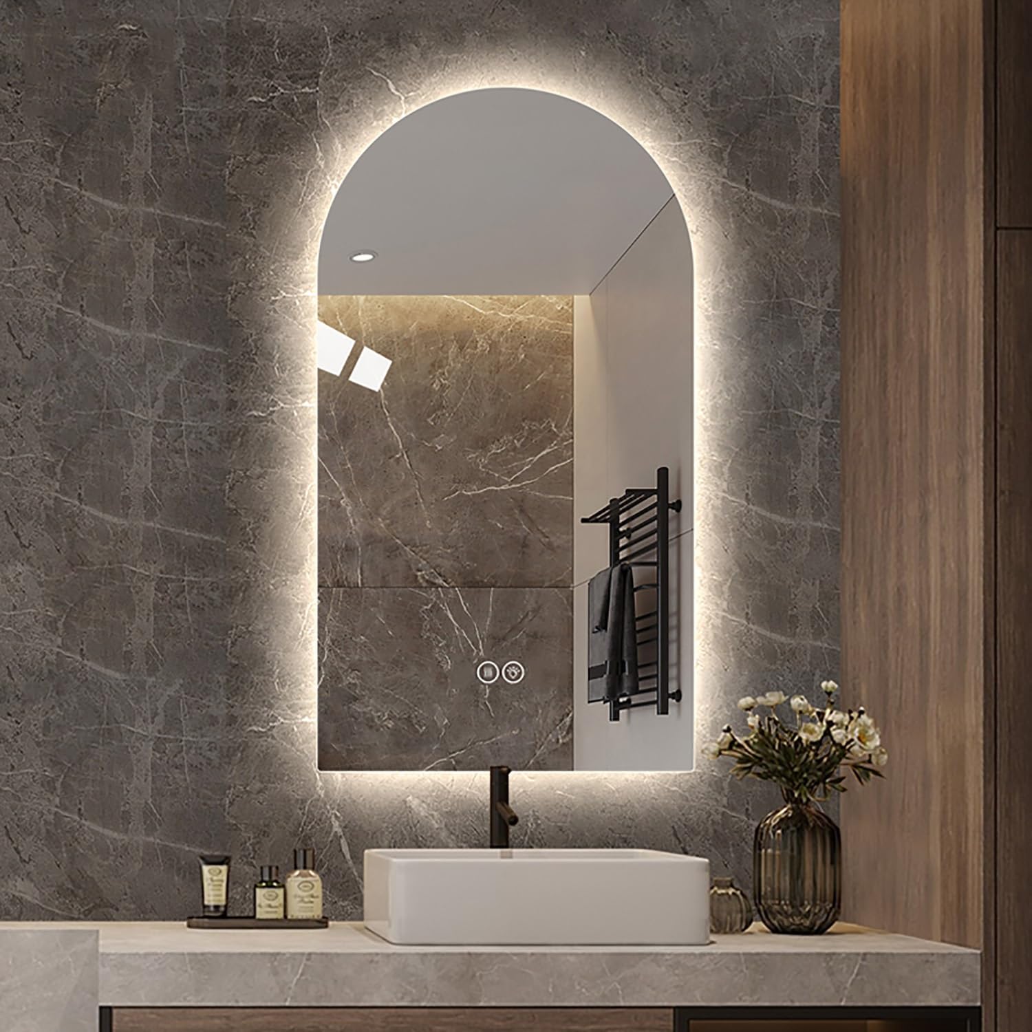 Miroir de salle de bain LED sans buée tactile à intensité réglable