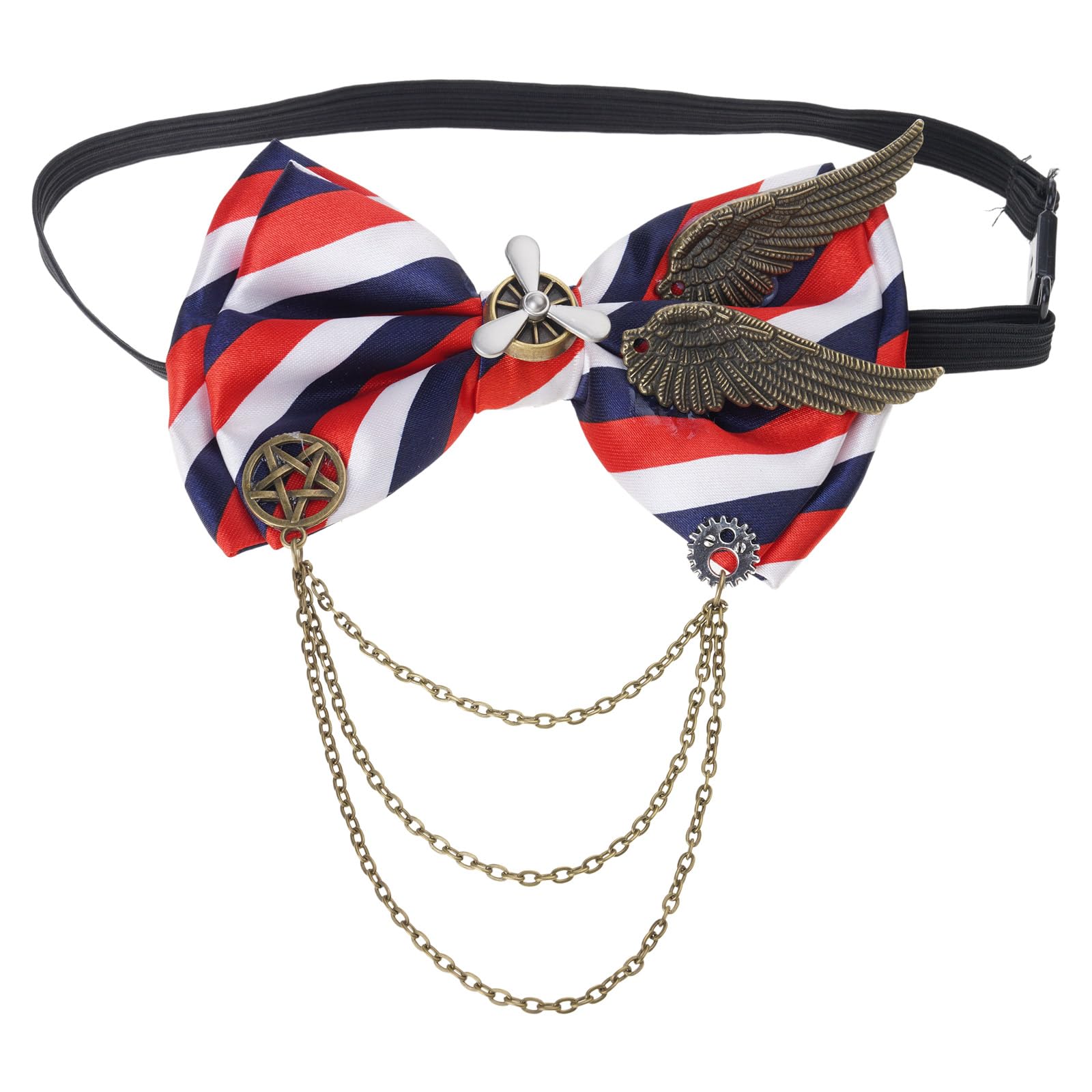 MICFENY Antique Aviation Bowtie With Gear and Wing Detail Comfortable Necktie For Parties and Halloween Dressingup