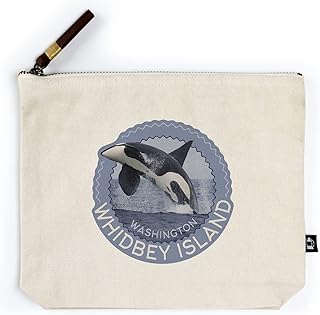 Lantern Press Whidbey Island, Washington, Orca Jumping, Contour (100% Cotton Canvas Travel Accessory Go Bag)