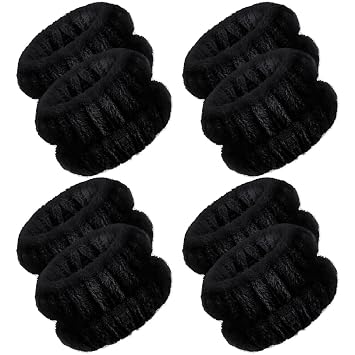 Chuangdi 4 Pairs Wrist Bands for Washing Face Microfiber,Black