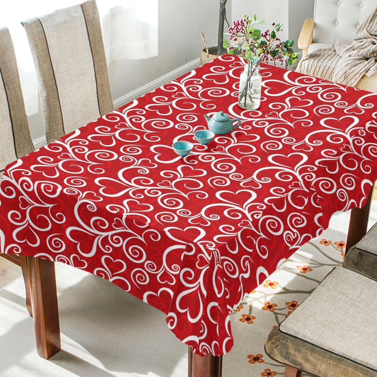 CHIFIGNO Hearts Valentine's Day Tablecloth 60 x 90 Inch