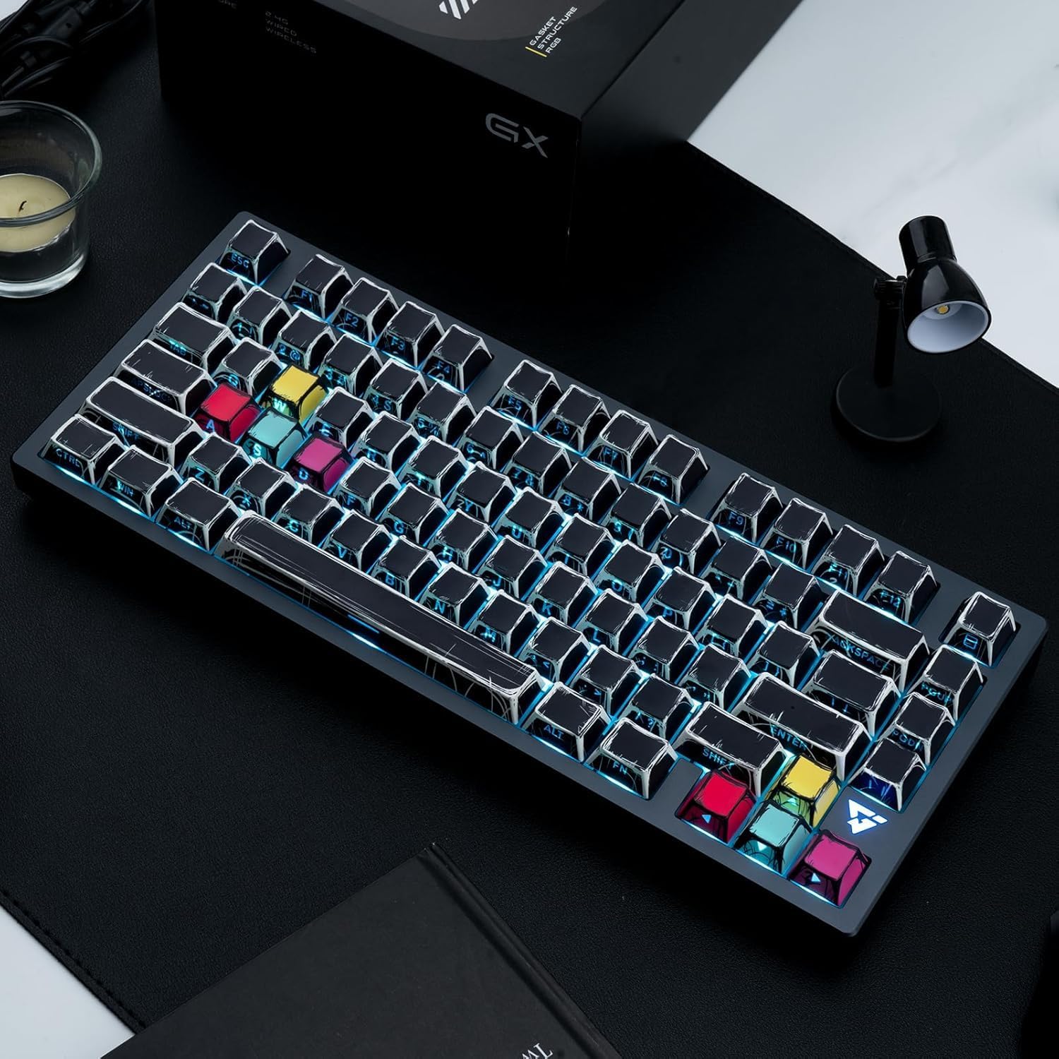 135 Keys Black Manga Shine Through Keycap, Dye Sublimation Cherry Profile PBT Keycap Set, Anime Gaming Keycap for ISO/ANSI Layout Mechanical Gaming Keyboard
