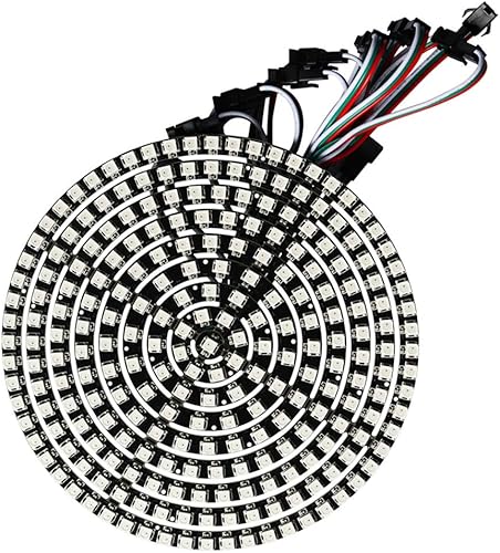 241 LED 9 anillos WS2812B 5050 RGB LED anillo lámpara luz direccionable individualmente color completo sueño DC5V con mini controlador
