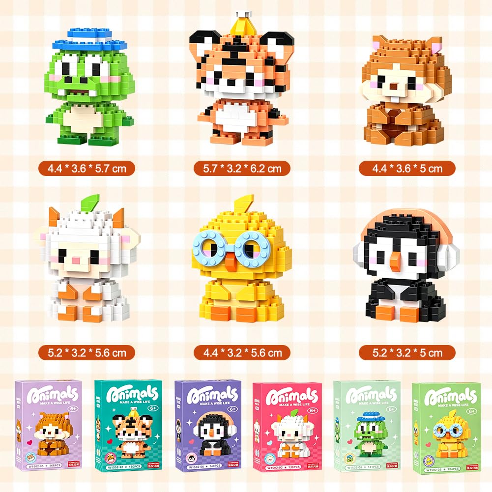 Spiritzohic Animal Building Block, 6PCS Micro Buildings Bricks 3D Puzzle Brick Animal Model Construction DIY Building Sets Micro Construction Bricks Buildings Figures Ornaments for Birthday Carnival