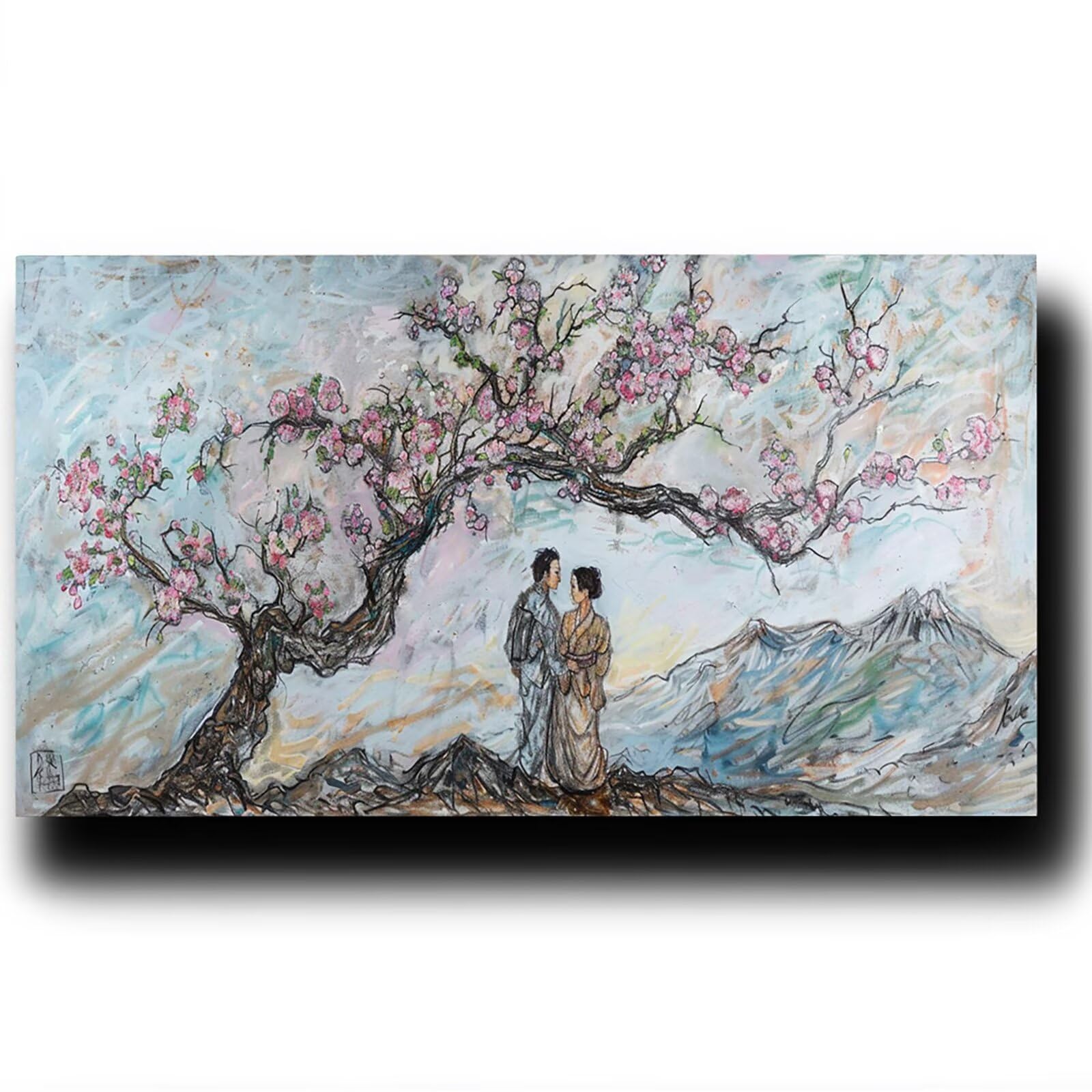 DIY Malen nach Zahlen Erwachsene Baum Malen nach Zahlen ab 7 jahre Mädchen Paar Kreativ set für Erwachsene mit Leinwand Acrylfarben set und Pinsel, Bastelset zum Bemalen für Wanddeko 100X200cm 9w-0-T