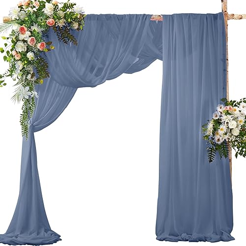 Miniatura 11 de SiinvdaBZX 2 Paneles Tela Drapeada de Arco de Boda 30" x 240" de Poliéster de Gasa Negra para Múltiples Ocasiones Negro -,Azul (Dusty Blue),Verde