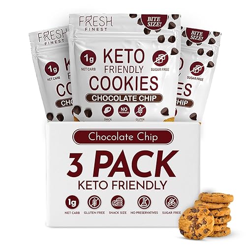 Fresh Finest Galletas keto con chispas de chocolate, delicioso paquete de galletas con chispas de chocolate bajas en carbohidratos, mini aperitivos