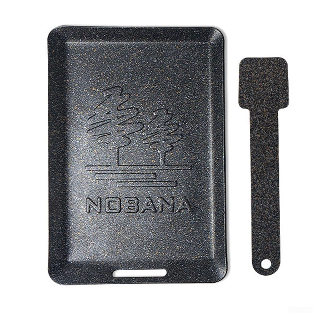 Plaque de cuisson carrée en acier inoxydable à dessus plat pour barbecue Mini barbecue Grill Teppanyaki pour le camping (Noir)