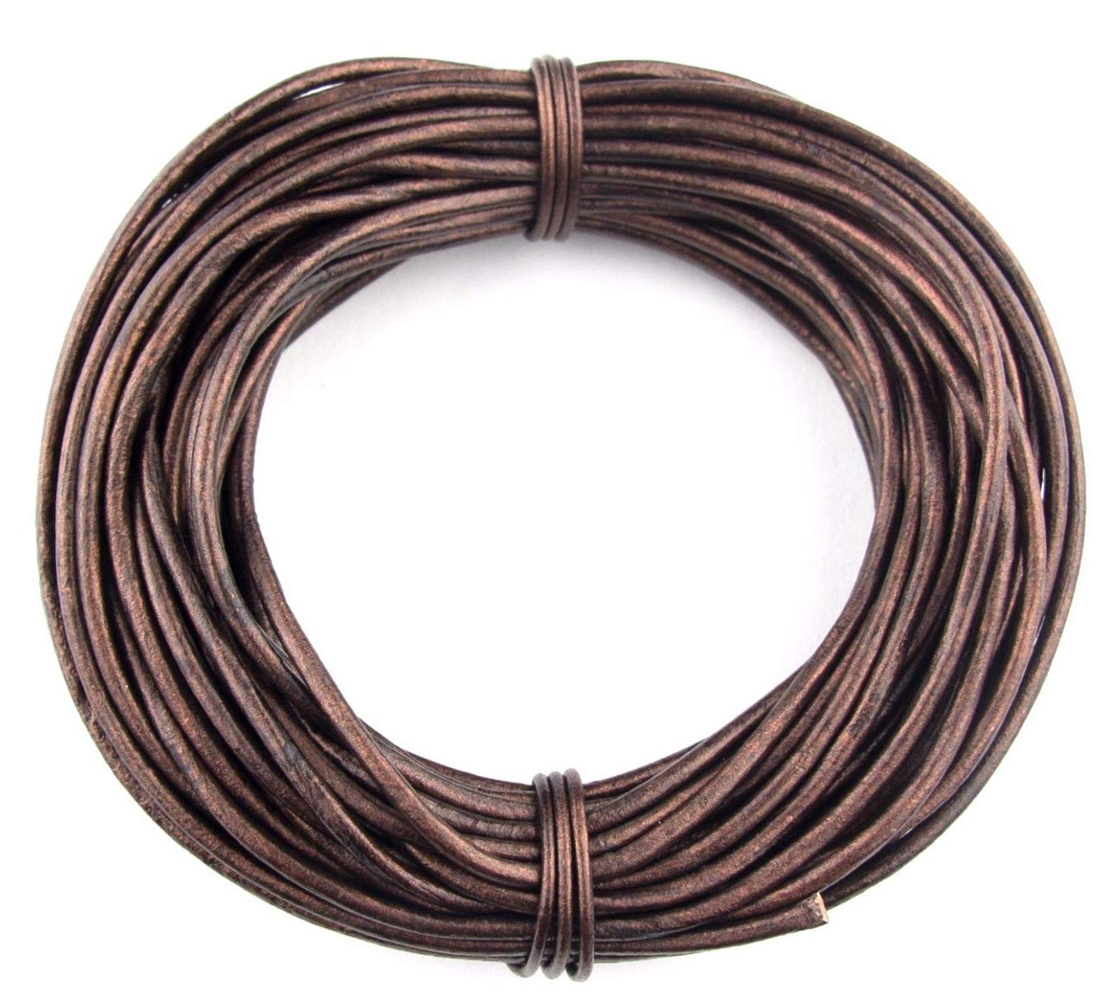 Brown Metallic Round Leather Cord 1 mm 10 Meters (11 Yards)
