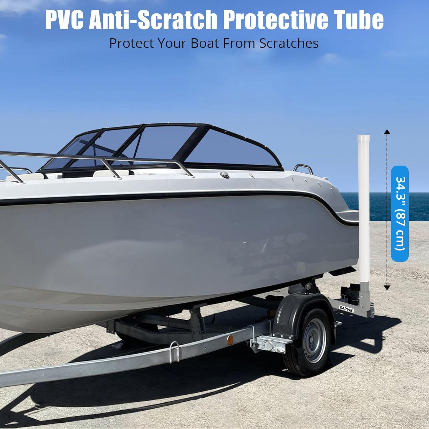 Garvee Adjustable 40" Boat Trailer Guide Poles, 2 Pcs Rustproof Galvanized Steel with PVC Protection, 43" Height, Flexible Installation for Easy Loading of Ski, Fishing & Sailboats