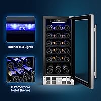 Vista 5 de PETSITE Enfriador de vino de 30 botellas, refrigerador de vino independiente e integrado de 15 pulgadas con control de temperatura y memoria