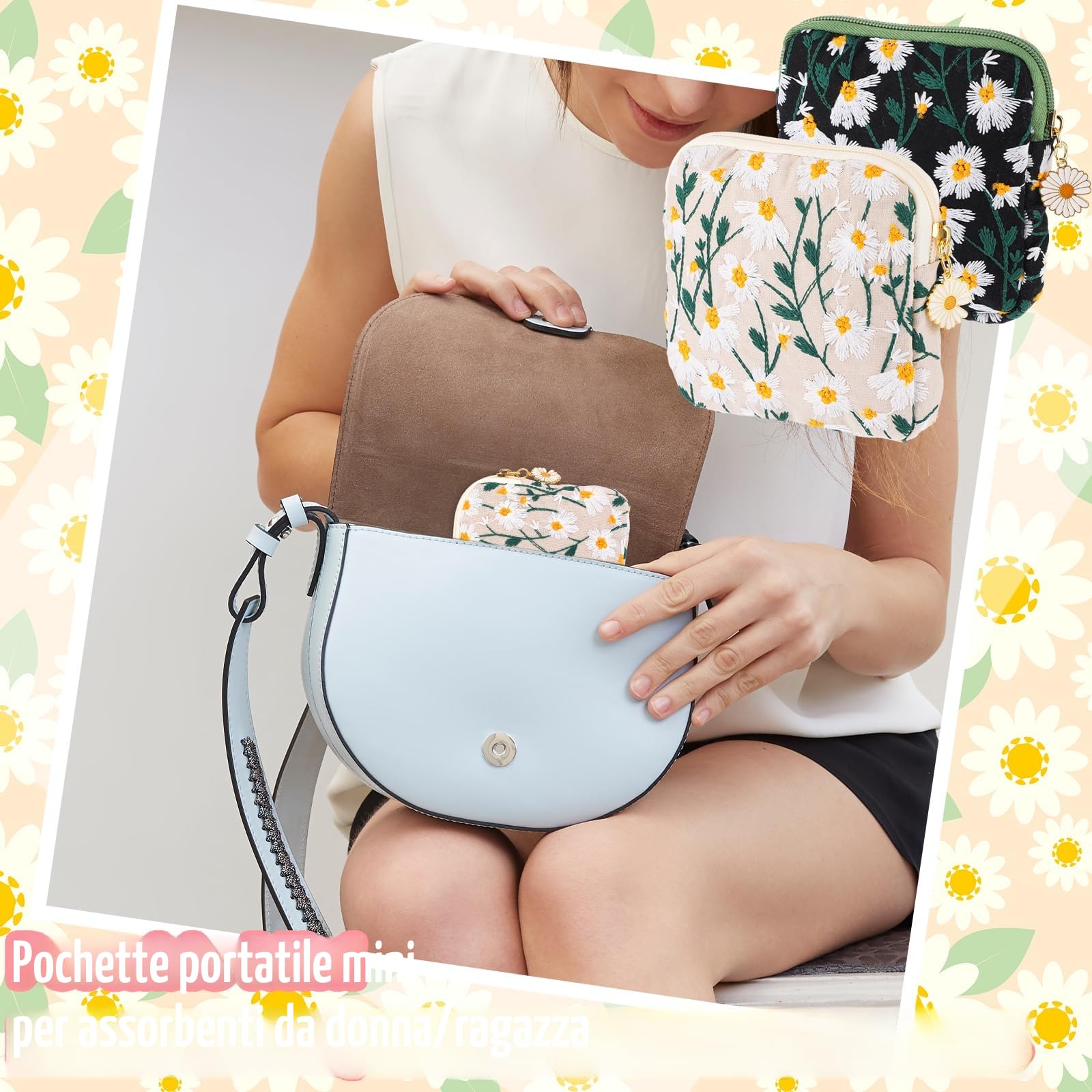 TIESOME Borsa Porta Assorbenti Impermeabile 2 Contenitori per Assorbenti Igienici con Cerniera